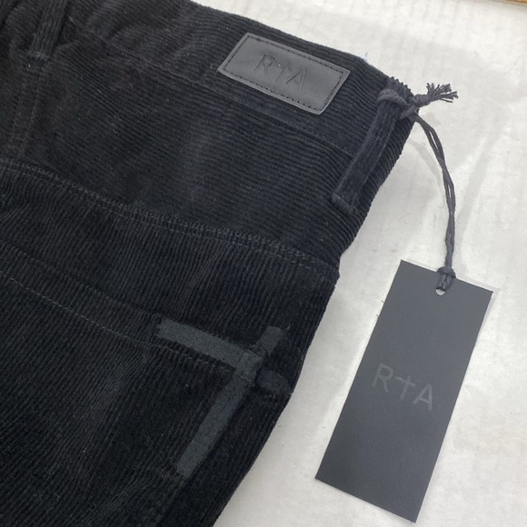 RtA Dexter Black Corduroy Belted Straight Leg Pants - Picture 10 of 11